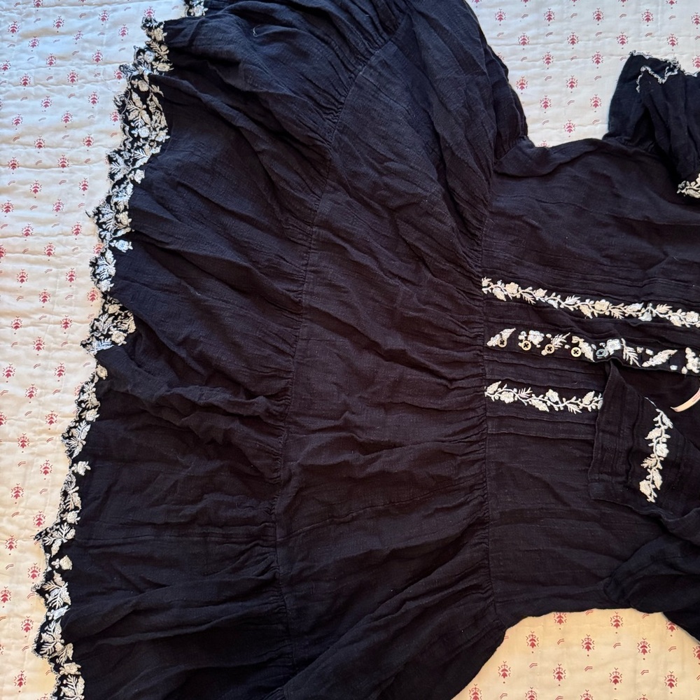 FREE PEOPLE Santiago Embroidered Mini Endless Summer Dress Size M - Picture 8 of 10